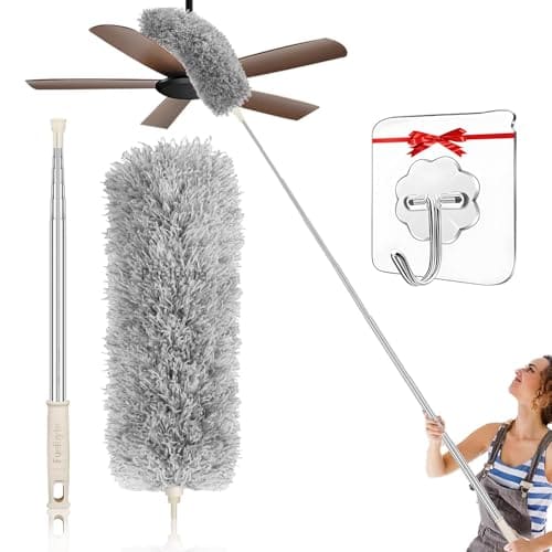 🛒 Fuelbyte Fan Cleaning Duster with Long Extendable Handle for Ceiling Fan | Microfiber Duster for Home Cleaning | Spider Web Cleaner Brush | Ceiling Fan Cleaner | Dusting Stick for Home Cleaning