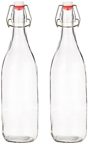 Amazon Brand - Solimo Swing Top Water Bottle with Stopper - ...