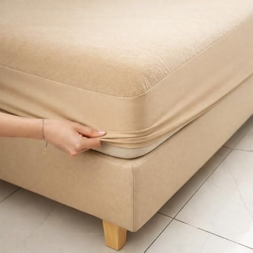 🛒 HOMEMONDE 100% Waterproof Premium Cotton Feel Mattress Protector Single Bed Size, 72x36 Inches | Breathable and Hypoallergenic Ultra Soft Fitted Bed Protector Cover (72"x36" - Single, Beige)