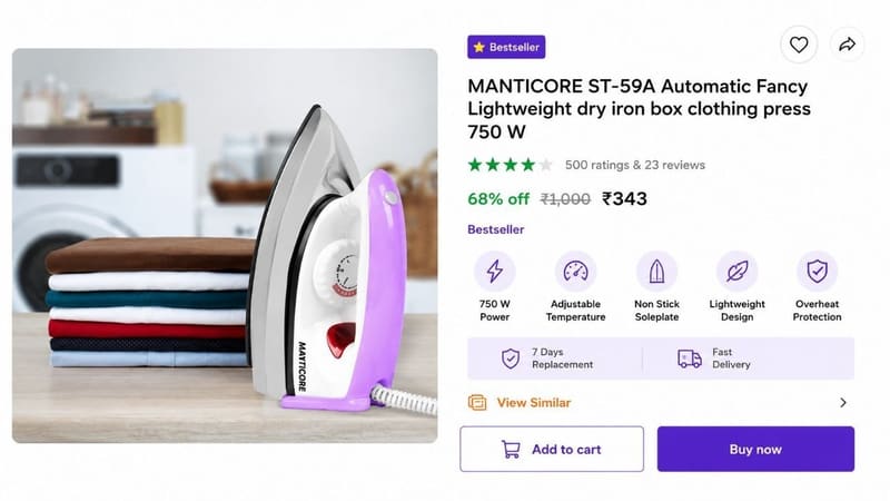🔥 Grab: Dry Iron @ ₹343