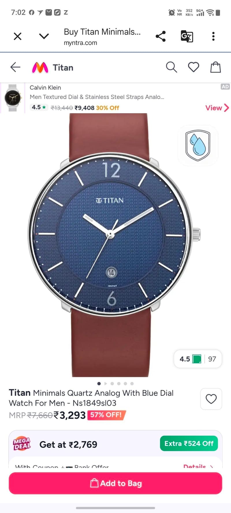 Titan Minimals Quartz Analog Watch for Men for ₹3,293.