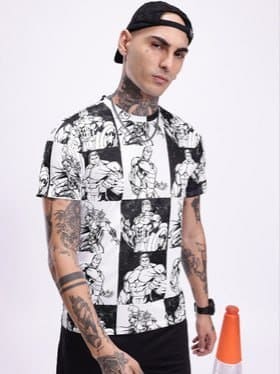 🔥 Kook N Keech Avengers Printed Monochrome T-Shirt 👕
