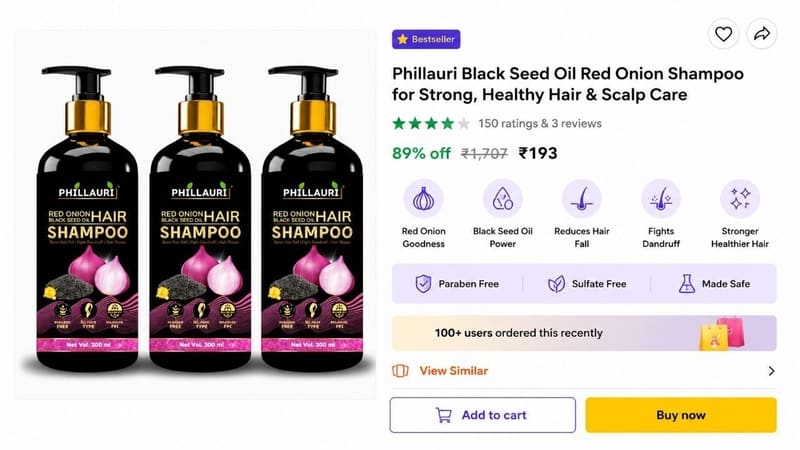 🔥 3 Set Onion Shampoo @ ₹193