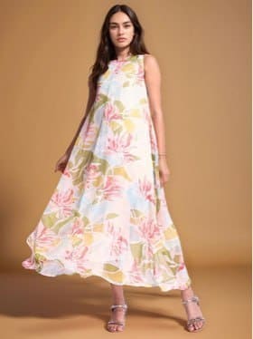 🔥 all about you Floral Print Chiffon A-Line Maxi Dress