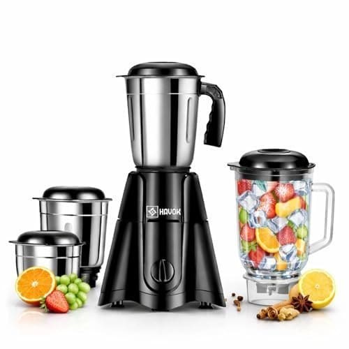🛒 Havok Z Black Edition 750W Juicer Mixer Grinder with 4 Stainless Steel Jars | Multi-Purpose Kitchen Appliance for Grinding & Juicing