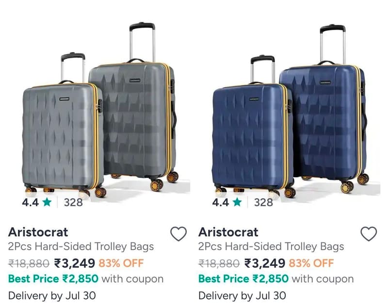 Myntra : Branded Luggage Combo Starts @3249