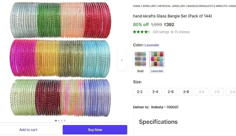 🔥  Glass Bangle Set (Pack of 144) @ ₹392
