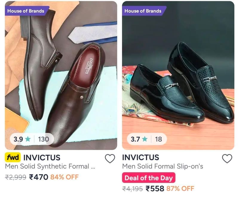 Myntra | 👞 Invictus Formal Shoes | Upto 87% Off