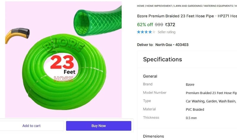 🔥  Premium Braided 23 Feet Hose Pipe @ ₹372