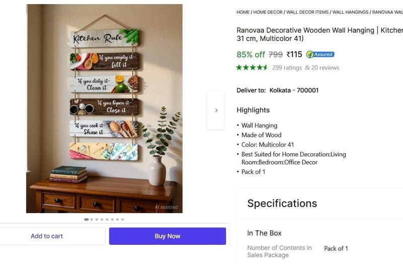 🔥  Decorative Wooden Wall Hanging @ ₹115