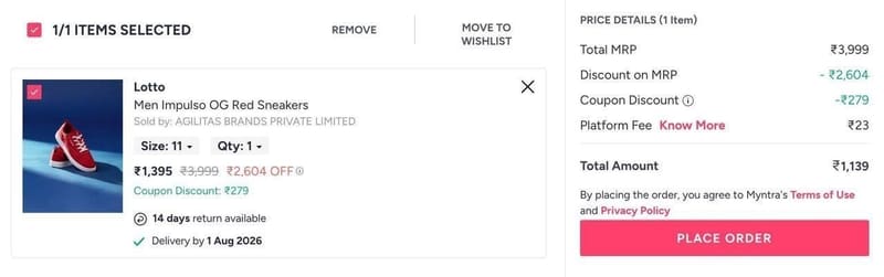 Myntra : Upto 65% Off On Lotto Footwears + Extra 20% Off.