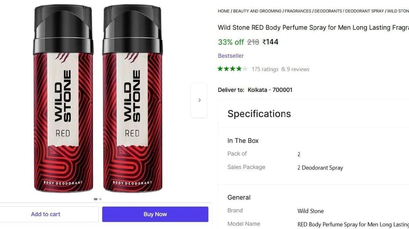 🔥  Wild Stone Deo (100 ml, Pack of 2) @ ₹144
