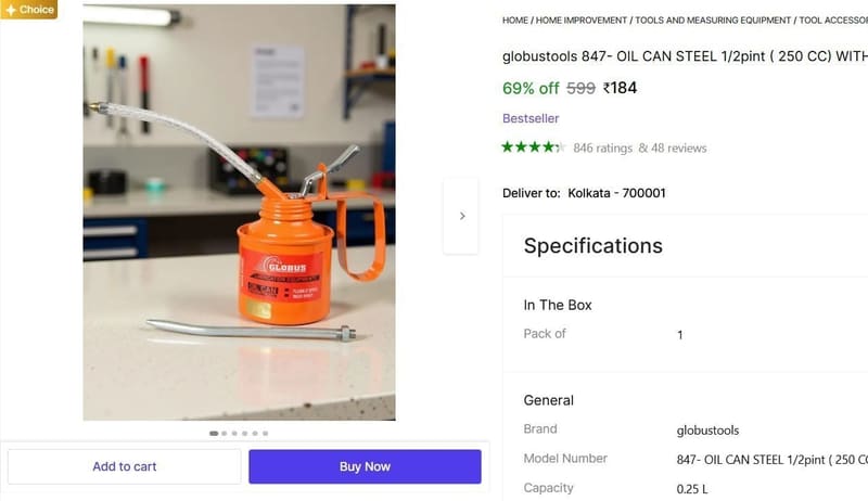 🔥  Oil Pump For Bike & Car @ ₹184