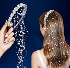 🔥 MAJESTIQUE Girls Bridal Pearl Hairband 👑