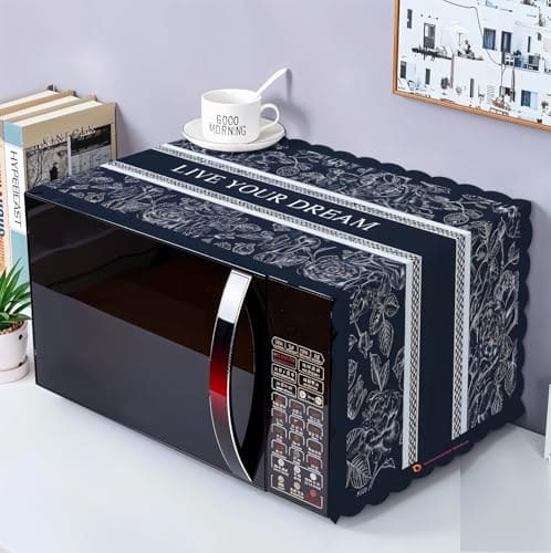 🛒 DARSHANAM WORLD Microwave Oven Cover, Waterproof Modern Design Kitchen Oven Cover Attractive Decorative Dust Proof Appliance Oven Top Cover (100 x 35 cm) (Dream Blue)