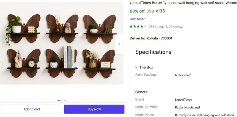 🔥  6 Butterfly Design Wall Hanging @ ₹135