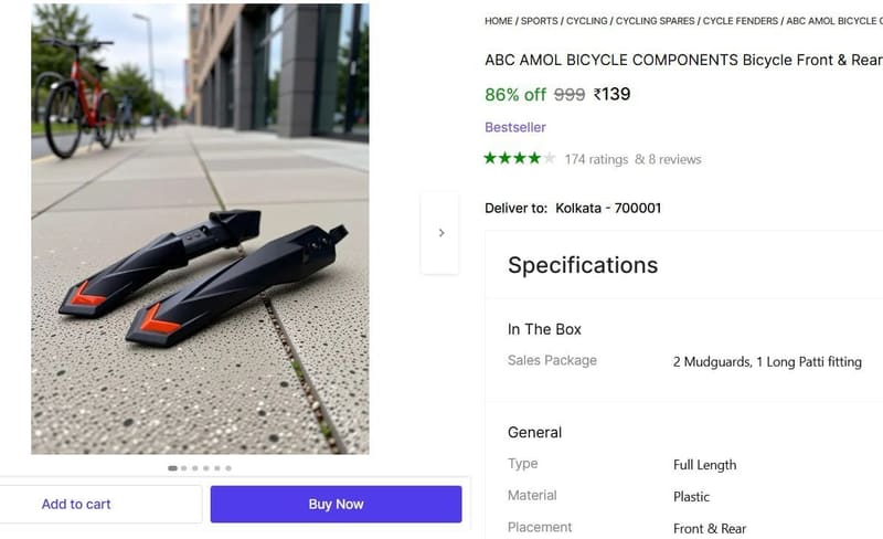 🔥  Bicycle Front & Rear Mudguard @ ₹139