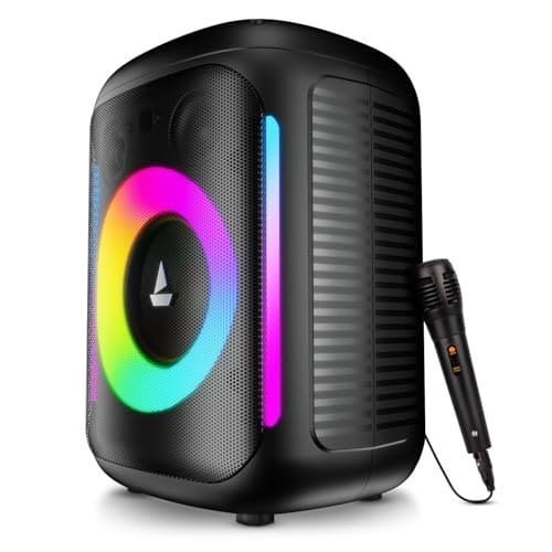 🛒 boAt PartyPal 30, 25W Signature Sound, RGB LEDs, Wired Mic for Karaoke, Up to 6H Battery, TWS Mode, Multi Connect, Bluetooth Speaker, Wireless Speaker, Portable Speaker (Premium Black)