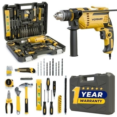 🛒 IBELL VORMIR TD13-120 650W Professional Tool Kit with Impact Drill– 13mm Chuck, Copper Armature, 2800 RPM, 145-Piece Yellow DIY, Home Repair & Maintenance Hand Tools & Accessories Set