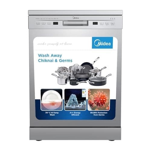 Midea 13 Place Settings Free Standing silver Dishwasher | 7 ...