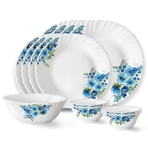 Larah by Borosil Pansy Fluted Series Opalware Dinner Set | 1...