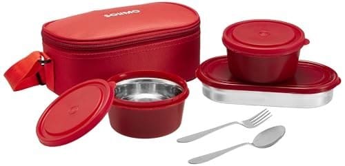 Amazon Brand - Solimo Lunch Box Set with Bag (Office, School...