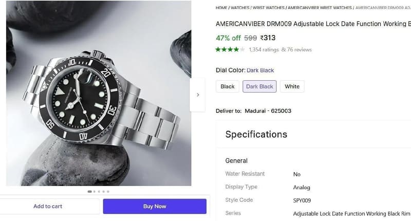 🔥  Analog Watch - For Men @ ₹313