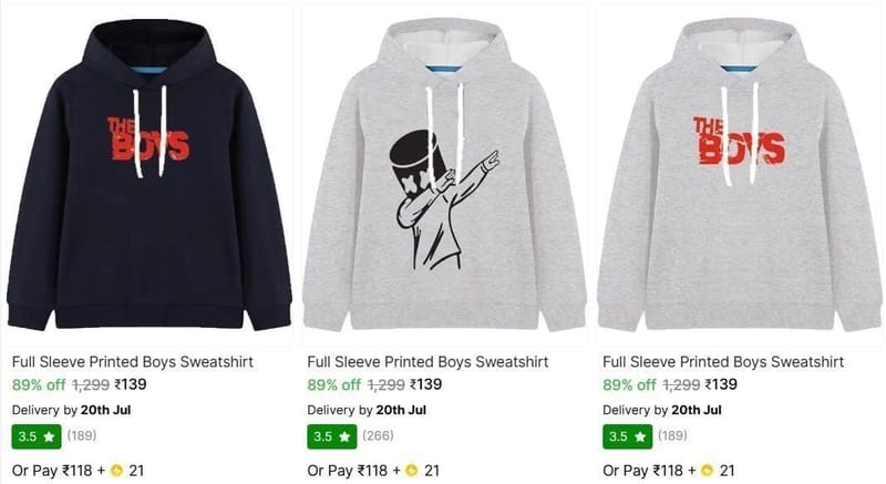 Boys Sweatshirts From ₹139