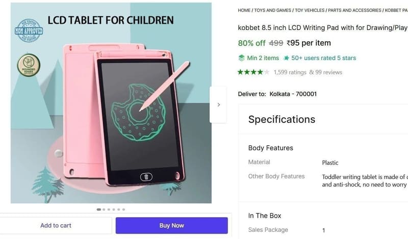 Writing Pad @ ₹95