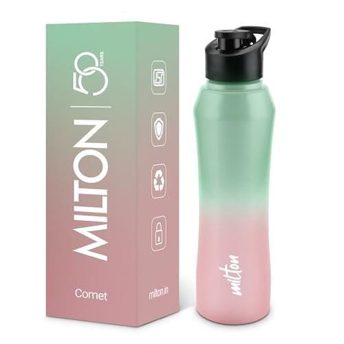🛒 MILTON Comet 1000 Stainless Steel Water Bottle 1000 ml, Single Walled, ISI Certified I Leak Proof Lid, Rust Proof I For School, Office, Gym I Mint Pink