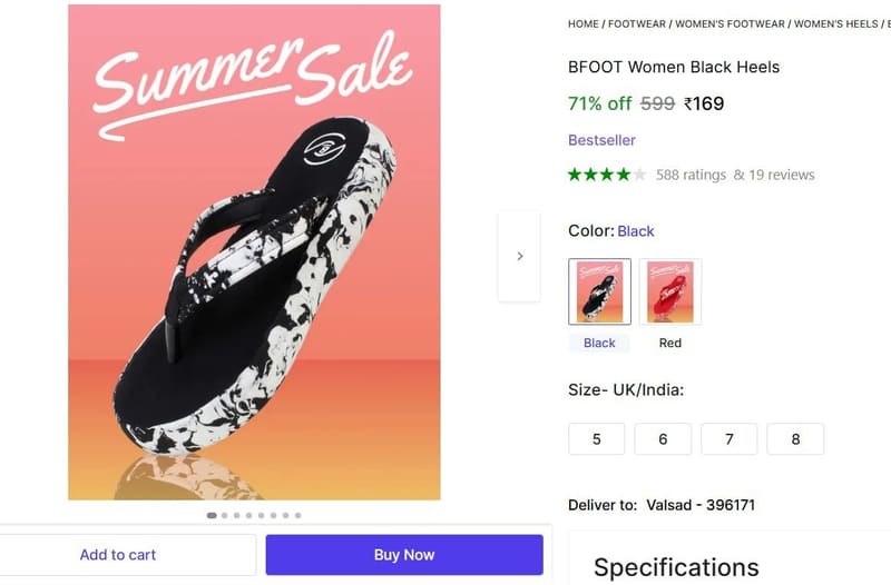 🔥  Women's Heels Slippers @ ₹169