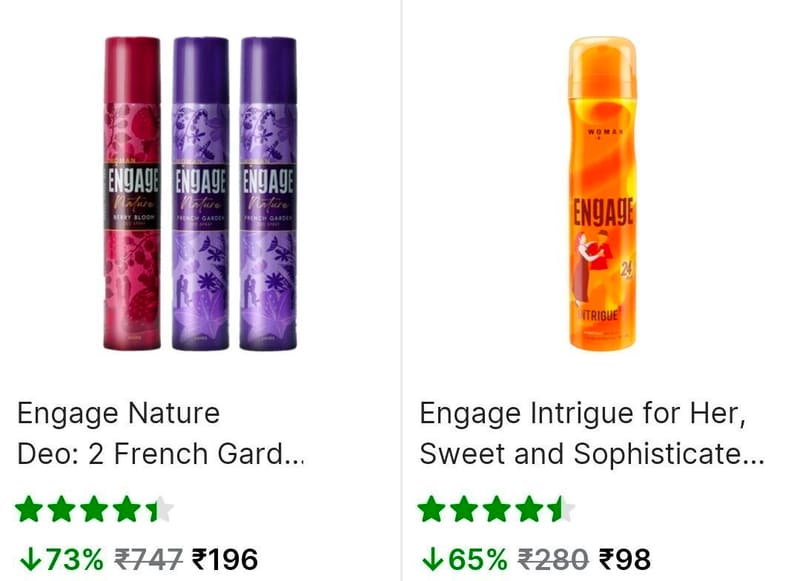 Flipkart | Upto 73% Off On Engage Deodorants.