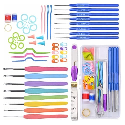 🛒 YESWE GADGETS Crochet Kit | 52Pcs Set for Crafters of All Levels | Hooks, Inch Tape, Cutter, Needles, Yarn, and Accessories | Ideal for Sewing, Weaving, and Hand Knitted Projects | DIY