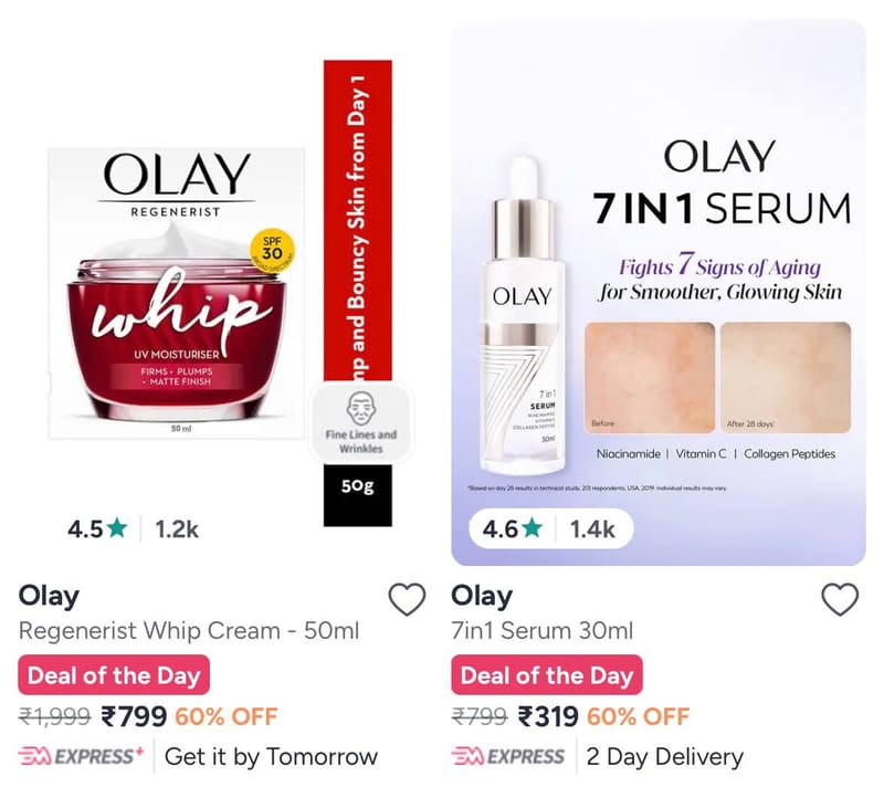 Upto 60% OFF On Olay Skin Care Products.