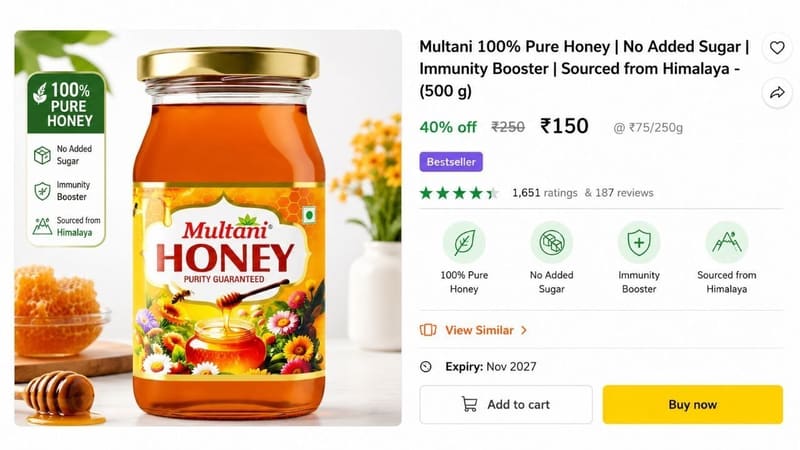 💥 Pure Honey, 500g @ ₹150