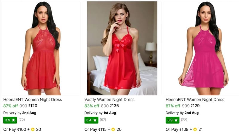 🔥  Women's Nightwear From ₹120