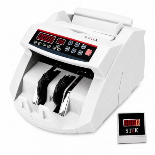 🛒 STöK MC01 Heavy-Duty Note Counting Machine, Counts INR, EUR, Pound, USD, UV/MG Counterfeit Notes Detection for INR with External Display (1 Year Warranty)