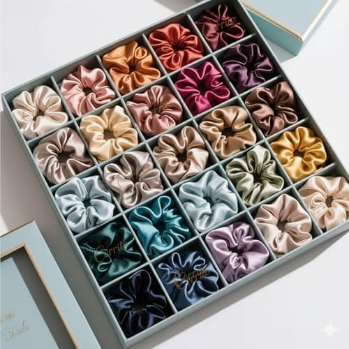 🛒 Cerrito Satin Silk Hair Scrunchies for Women & Girls – Soft Elastic Hair Ties for Ponytail, Bun & Daily Styling, No Damage Hair Bands, Premium Hair Accessories Pack, Birthday Gift (Multi-12 Pcs, No Box Include)