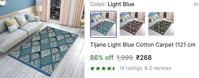 🔥Maroon Cotton Carpet (121 cm  X 182 cm) at 268.