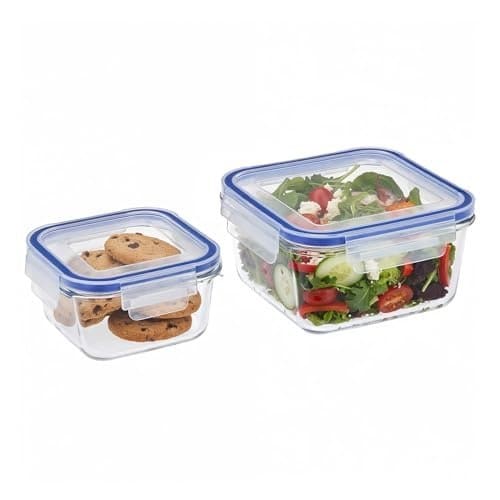 Amazon Brand - Solimo Square Glass Food Storage Container, 3...