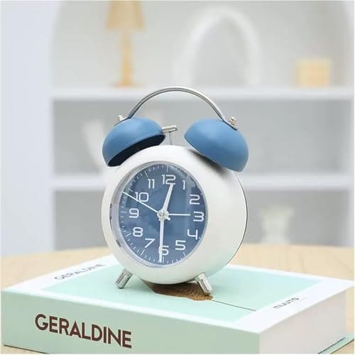 🛒 XOLAN Retro Twin Bell Analog Alarm Clock with Night Light, Non-Ticking Quartz Movement, Luminous Dial, Loud Ringer, Bedside Table Clock for Bedroom, Study Room, Students (Blue)