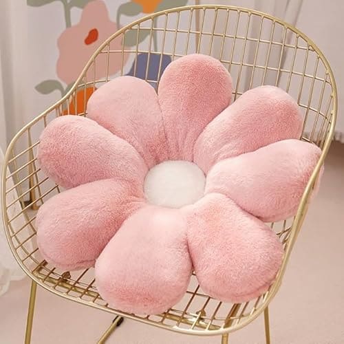 🛒 RVA Cute Sunflower Shaped Throw Pillows Preppy Decorative Pillows Cushion for Girls Bed Room Couch Sofa Chair Aesthetic Decor (35CM, Pink/White)