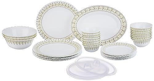 Larah by Borosil Ora Gold Fluted Series Opalware Dinner Set ...