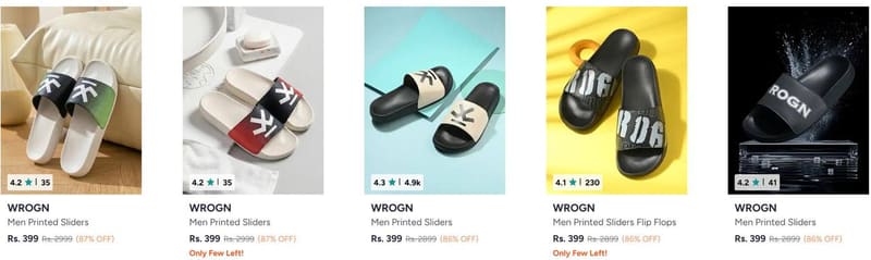 Myntra Loot : WROGN Sliders @399.