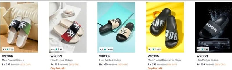 Myntra Loot : WROGN Sliders @399.