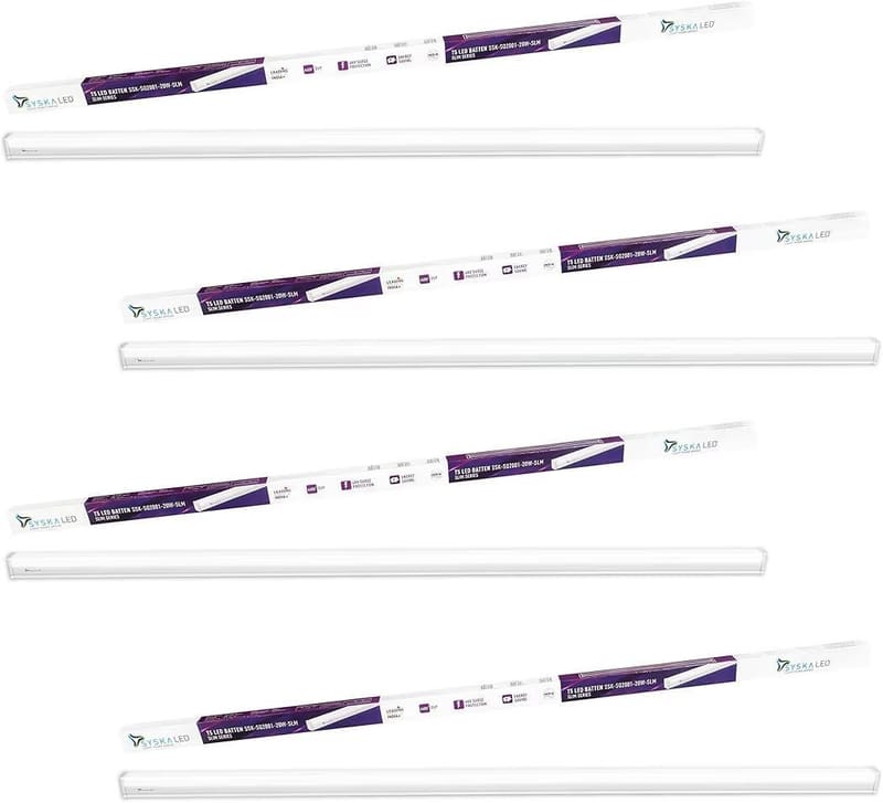 Amazon | SYSKA SQ2001-20W-SLM 20Watt Slim T5 Tubelight - (Pack of 4, White) @650