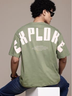 Roadster The Lifestyle Co Printed Pure Cotton Relaxed T-Shirt