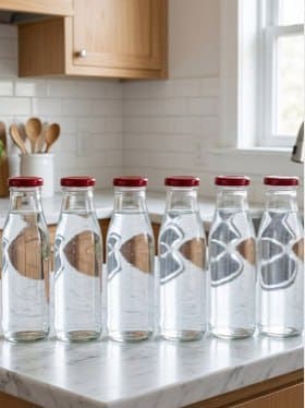 AURA Transparent Set of 6 Glass Solid Water Bottle