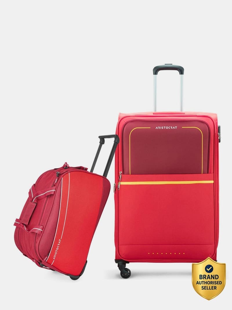 Soft Body Set of 2 Luggage 4 Wheels - Evolve Large Trolley B...