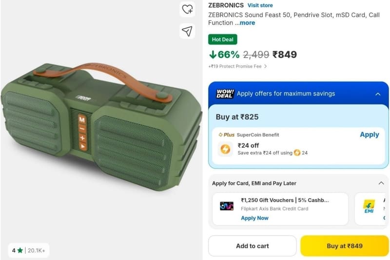 🔥Zebronics 14W Boom Box at ₹849